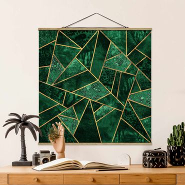 Quadro su tessuto con stecche per poster - Elisabeth Fredriksson - Dark Emerald con oro - Quadrato 1:1