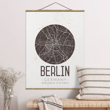 Foto su tessuto da parete con bastone - Mappa Berlino - Retro - Verticale 4:3