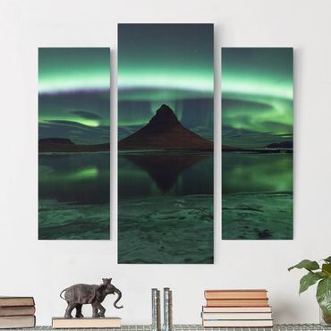 Stampa su tela 3 parti - Aurora In Iceland - Trittico da galleria
