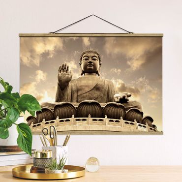 Foto su tessuto da parete con bastone - Big Buddha Seppia - Orizzontale 2:3