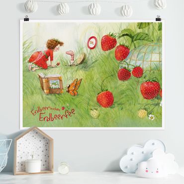 Poster - Strawberry Coniglio Erdbeerfee - Con Worm At Home - Orizzontale 3:4