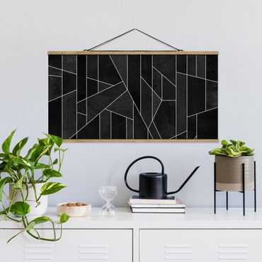 Foto su tessuto da parete con bastone - Elisabeth Fredriksson - Bianco e nero geometrico Acquarello - Orizzontale 1:2