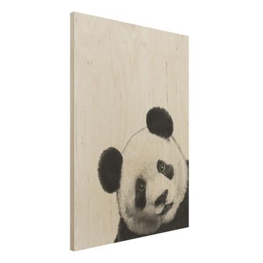 Stampa su legno - Illustrazione pittura Panda Bianco e nero - Verticale 4:3