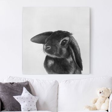 Quadri su tela - Illustrazione Coniglio bianco e nero Disegno