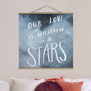 Quadro su tessuto con stecche per poster - Amore celeste - Star - Quadrato 1:1