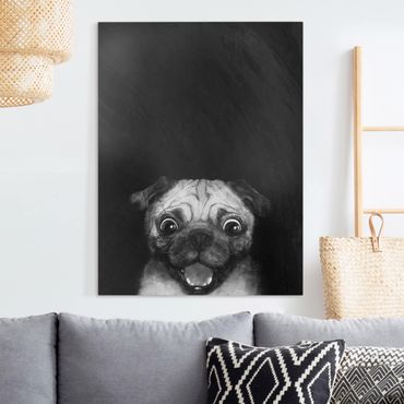 Quadri su tela - Illustrazione Pug Dog Pittura Su Bianco e Nero