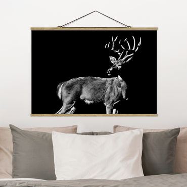 Foto su tessuto da parete con bastone - Deer In The Dark - Orizzontale 2:3