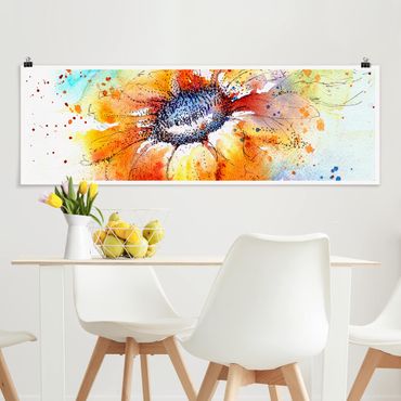 Poster - Painted girasole - Panorama formato orizzontale