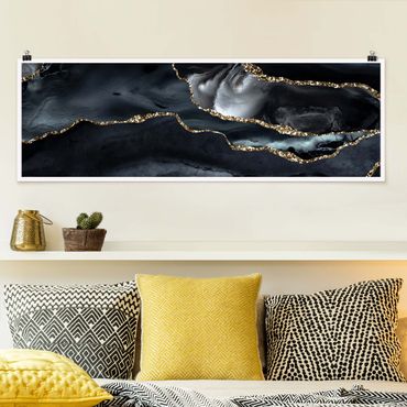 Poster - Nero con glitter oro - Panorama formato orizzontale