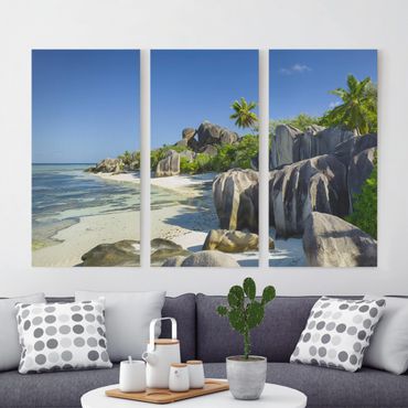 Stampa su tela 3 parti - Dream Beach Seychelles - Verticale 2:1