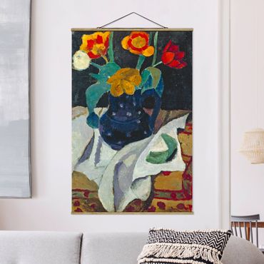 Foto su tessuto da parete con bastone - Paula Modersohn-Becker - Natura morta con tulipani - Verticale 3:2