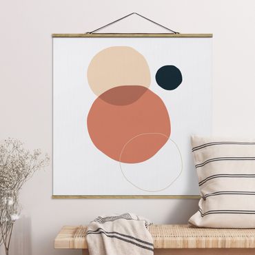 Quadro su tessuto con stecche per poster - Line Art Circles Pastello - Quadrato 1:1
