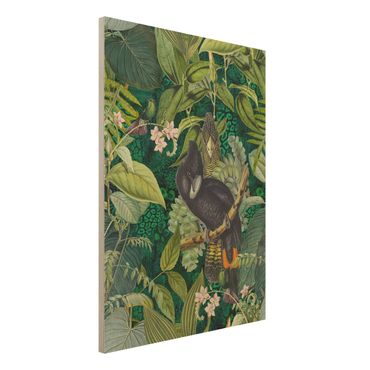 Stampa su legno - Colorato collage - Cacatua In The Jungle - Verticale 4:3