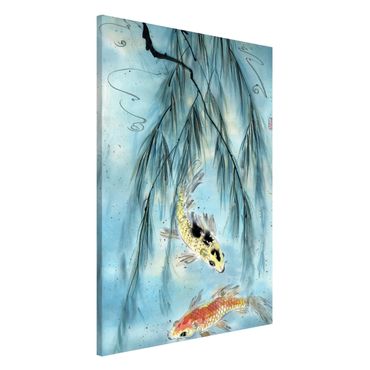 Lavagna magnetica - Giapponese disegno ad acquerello Goldfish II - Formato verticale 2:3