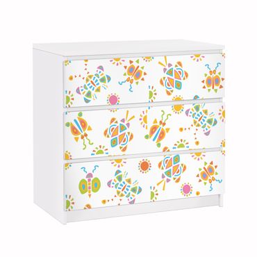 Carta adesiva per mobili IKEA - Malm Cassettiera 3xCassetti - Butterfly illustrations