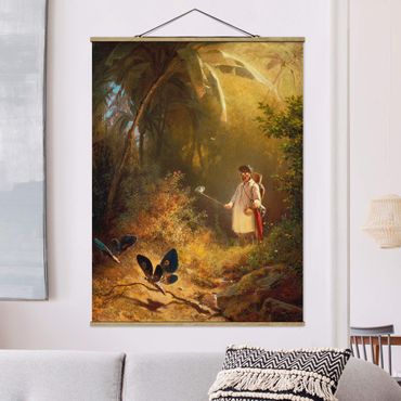 Foto su tessuto da parete con bastone - Carl Spitzweg - The Butterfly Hunter - Verticale 4:3