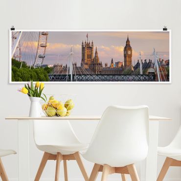 Poster - Palazzo di Westminster a Londra - Panorama formato orizzontale