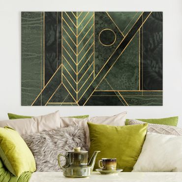 Quadri su tela - Forme Geometriche Oro Verde smeraldo