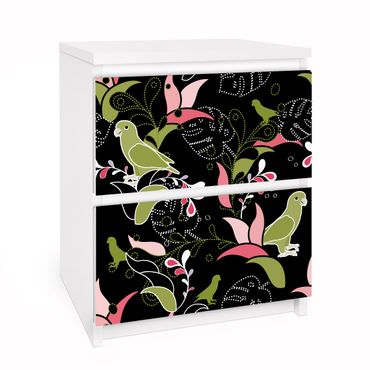 Carta adesiva per mobili IKEA - Malm Cassettiera 2xCassetti - Parrot Ornament