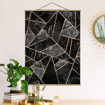 Foto su tessuto da parete con bastone - Elisabeth Fredriksson - Grigio Triangoli d'oro - Verticale 4:3
