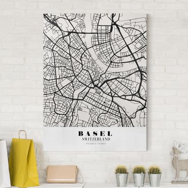 Stampa su tela - Basel City Map - Classic - Verticale 3:4