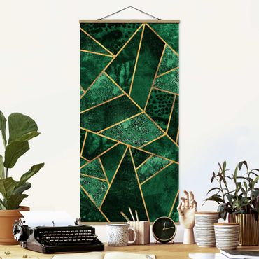 Quadro su tessuto con stecche per poster - Elisabeth Fredriksson - Dark Emerald con oro - Verticale 2:1