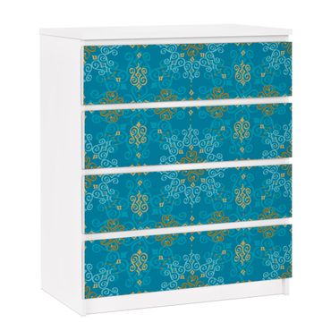 Carta adesiva per mobili IKEA - Malm Cassettiera 4xCassetti - Oriental Ornament Turquoise