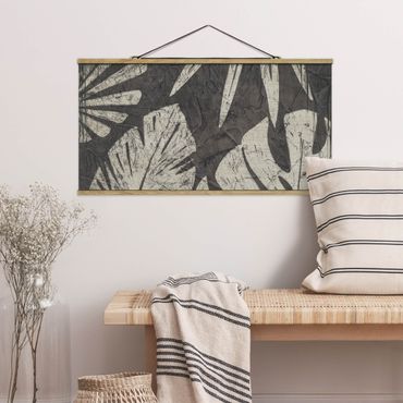 Foto su tessuto da parete con bastone - Foglie di palma In grigio scuro - Orizzontale 1:2
