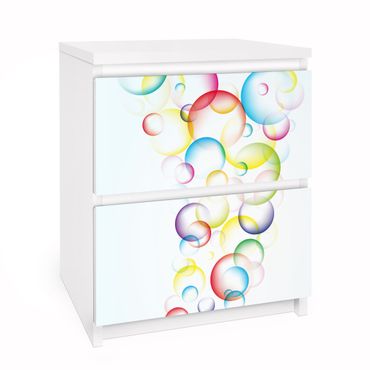 Carta adesiva per mobili IKEA - Malm Cassettiera 2xCassetti - Rainbow Bubbles