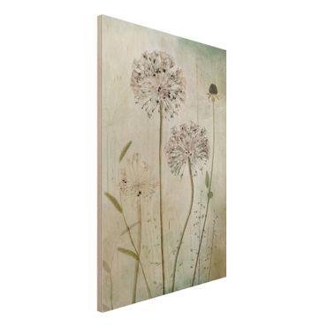 Quadro in legno - fiori Allium a pastello - Verticale 2:3