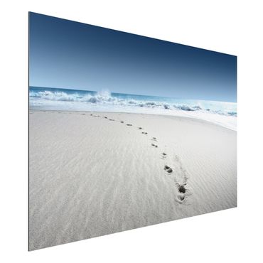 Quadro in alluminio - Footprints in the sand