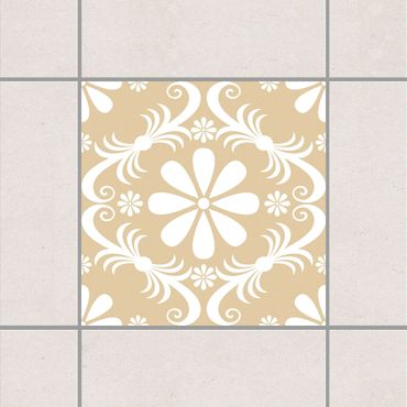 Adesivo per piastrelle - Floral Light Brown 25cm x 20cm