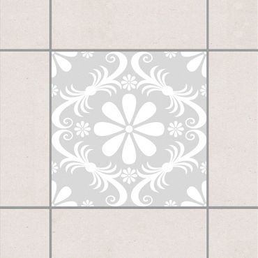 Adesivo per piastrelle - Flower Design Light Grey 25cm x 20cm