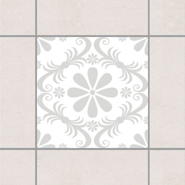 Adesivo per piastrelle - Flower Design White Light Grey 25cm x 20cm