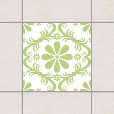 Adesivo per piastrelle - Flower Design White Spring Green 20cm x 20cm