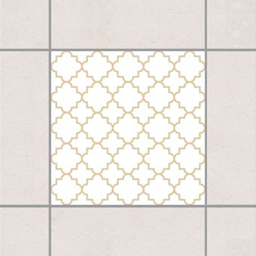 Adesivo per piastrelle - Traditional Quatrefoil White Light Brown 25cm x 20cm