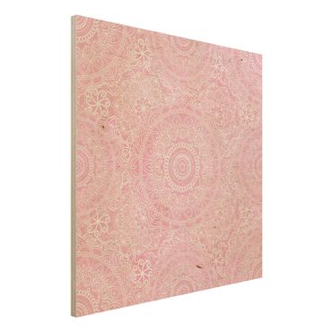 Stampa su legno - Mandala modello rosa - Quadrato 1:1