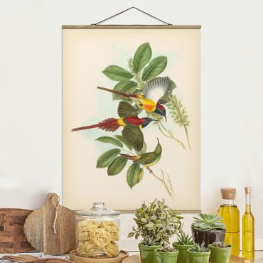 Foto su tessuto da parete con bastone - Illustrazione Vintage Tropical Birds III - Verticale 4:3