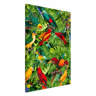Lavagna magnetica - Colorato collage - Parrot In The Jungle - Formato verticale 2:3