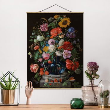 Foto su tessuto da parete con bastone - Jan Davidsz De Heem - Vaso di vetro con i fiori - Verticale 4:3