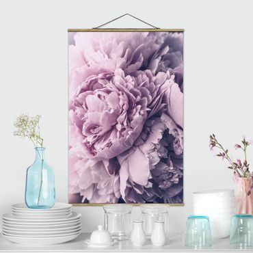 Foto su tessuto da parete con bastone - Viola Peony Blossoms - Verticale 3:2