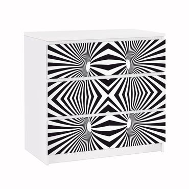 Carta adesiva per mobili IKEA - Malm Cassettiera 3xCassetti - Psychedelic black and white pattern