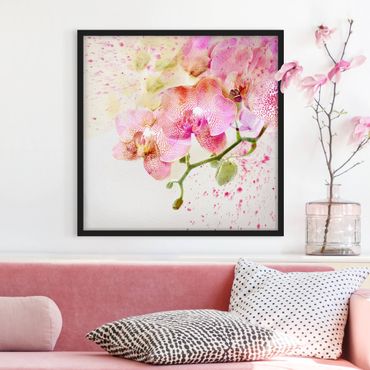 Poster con cornice - Watercolor Flowers Orchids - Quadrato 1:1
