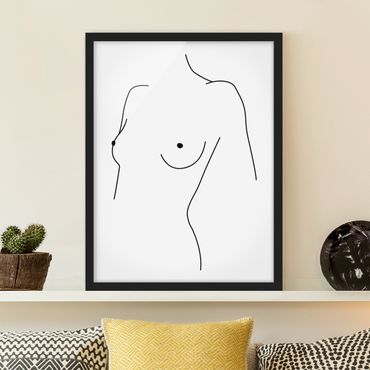 Poster con cornice - Line Art Nudo Busto donna Bianco e nero - Verticale 4:3