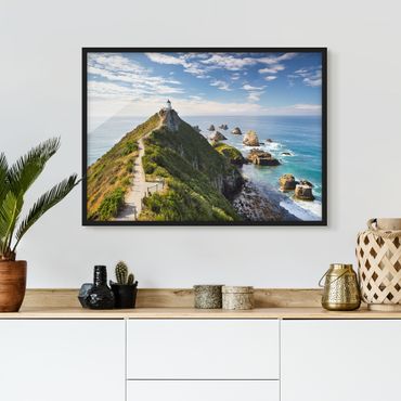 Poster con cornice - Nugget Point Lighthouse And Sea Zealand - Orizzontale 3:4