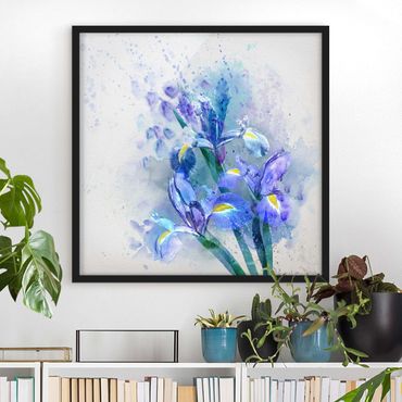 Poster con cornice - Watercolor Flowers Iris - Quadrato 1:1