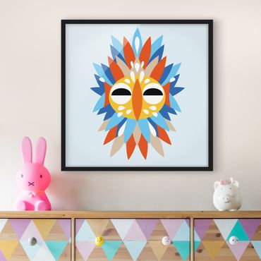 Poster con cornice - Collage Mask Ethnic - Parrot - Quadrato 1:1