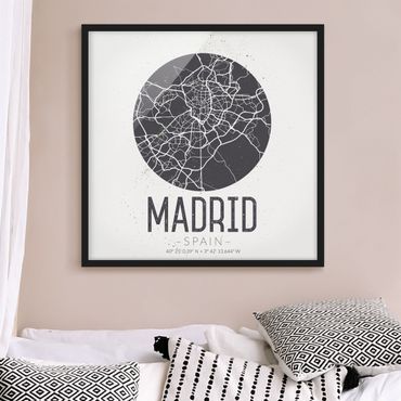 Poster con cornice - Mappa Madrid - Retro