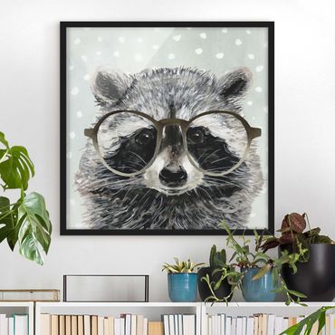 Poster con cornice - Animals With Glasses - Raccoon - Quadrato 1:1