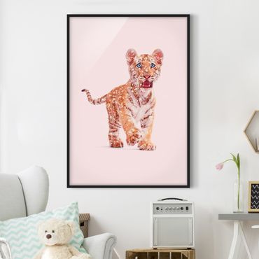 Poster con cornice - Tiger con glitter - Verticale 4:3